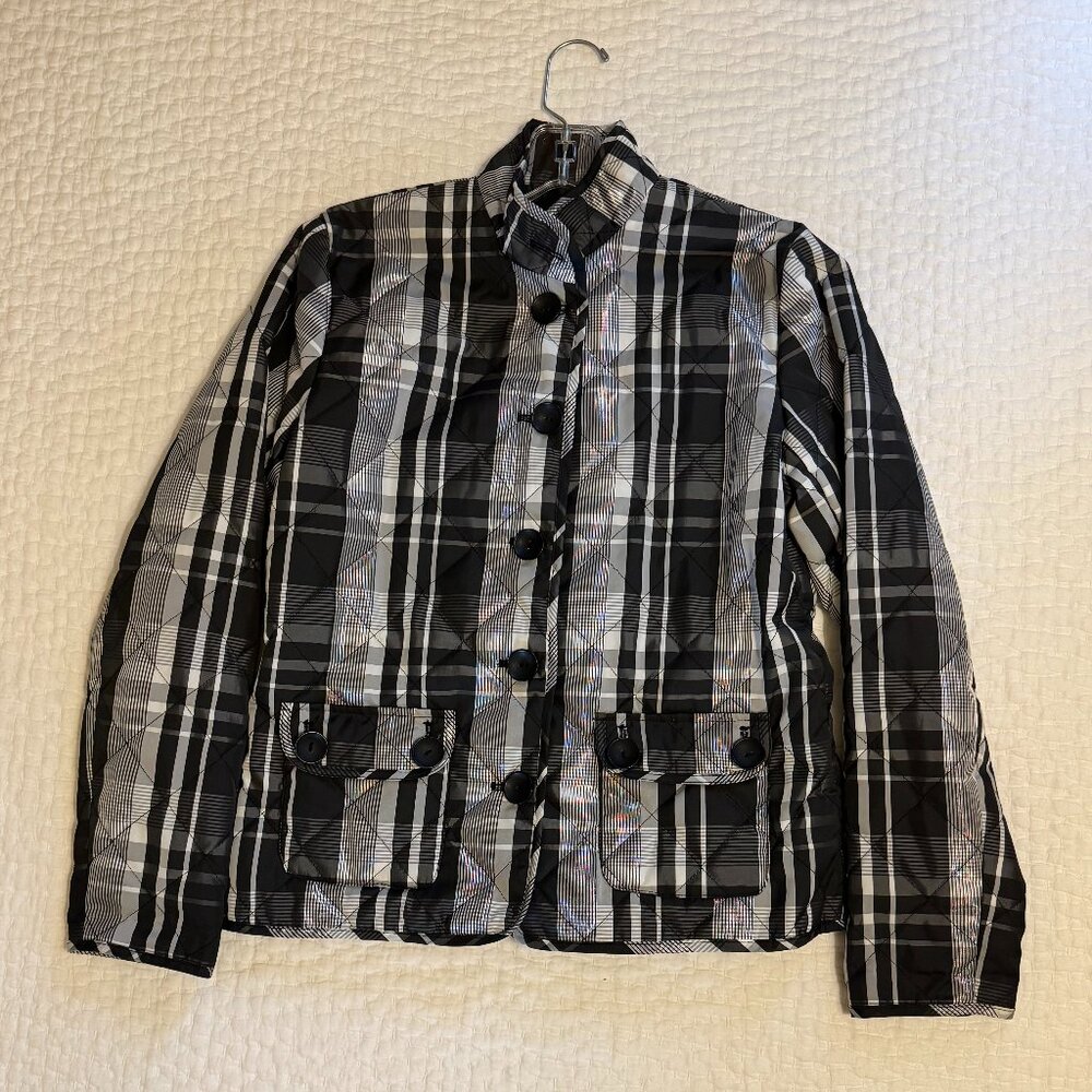 Vintage Peck & Peck Jacket blazer Sz M in blk/gray/silver